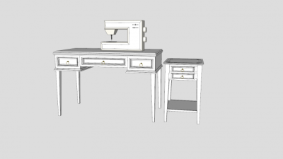 台式桌柜缝纫机SU模型下载_sketchup草图大师SKP模型