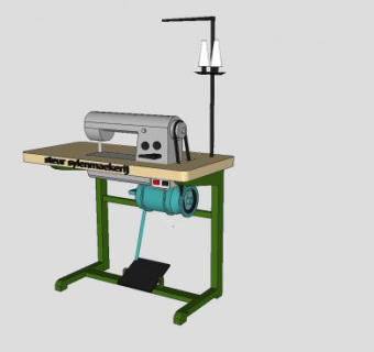 工业脚踏缝纫机SU模型下载_sketchup草图大师SKP模型
