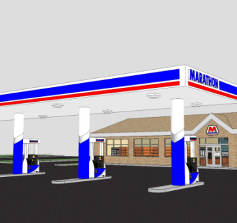 马拉松加油站和便利店SU模型下载_sketchup草图大师SKP模型