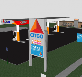 希戈加油站和便利店SU模型下载_sketchup草图大师SKP模型