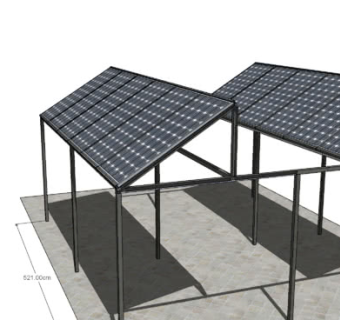 倾斜太阳能板SU模型下载_sketchup草图大师SKP模型