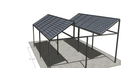 倾斜太阳能板SU模型下载_sketchup草图大师SKP模型