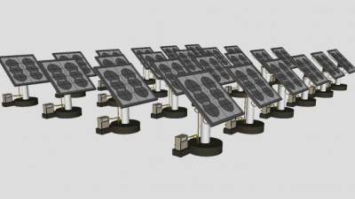 落地式太阳能板设备SU模型下载_sketchup草图大师SKP模型