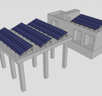 房屋遮阳棚太阳能板SU模型下载_sketchup草图大师SKP模型