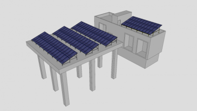 房屋遮阳棚太阳能板SU模型下载_sketchup草图大师SKP模型