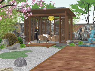 日式庭院景观户外建筑SU模型