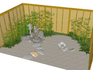 日式枯山水庭院景观SU模型下载_sketchup草图大师SKP模型