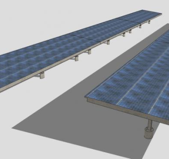 车棚顶棚光伏系统SU模型下载_sketchup草图大师SKP模型
