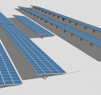 太阳能电池板停车棚SU模型下载_sketchup草图大师SKP模型