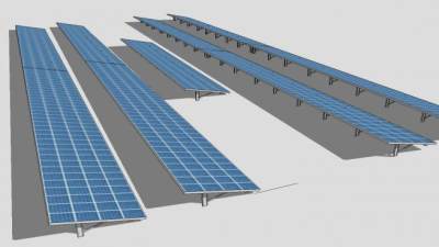 太阳能电池板停车棚SU模型下载_sketchup草图大师SKP模型