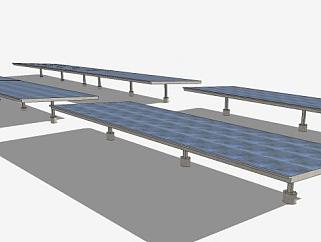 学校太阳能电池板停车棚SU模型下载_sketchup草图大师SKP模型