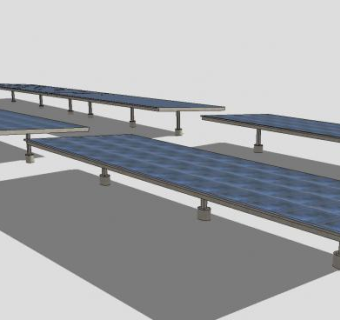 学校太阳能电池板停车棚SU模型下载_sketchup草图大师SKP模型