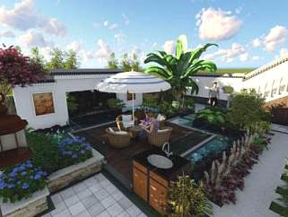 景观屋顶庭院花园园林SU模型