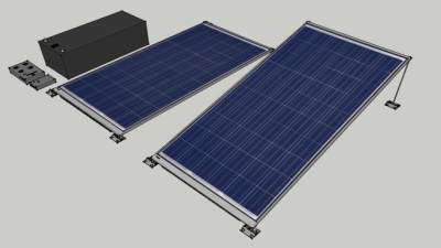 太阳能电池板与安装和设备SU模型下载_sketchup草图大师SKP模型