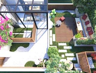 现代温馨<em>庭院屋顶花园</em>SU模型