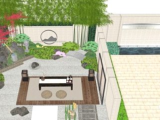 <em>日式风格</em>休闲庭院景观SU模型
