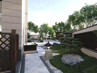 新中式景观别墅庭院SU模型