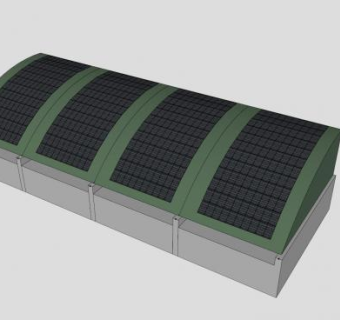 屋顶弧形太阳能板SU模型下载_sketchup草图大师SKP模型