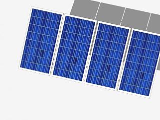 4块太阳能板停车棚SU模型下载_sketchup草图大师SKP模型