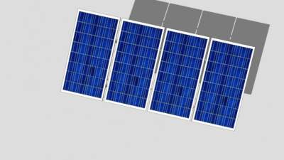 4块太阳能板停车棚SU模型下载_sketchup草图大师SKP模型