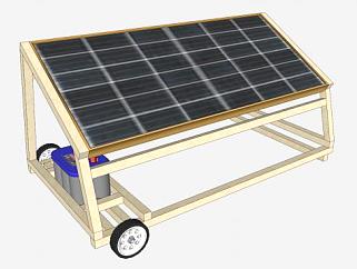 木材太阳能板车SU模型下载_sketchup草图大师SKP模型