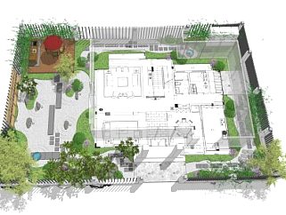 日式庭院景观整体建筑SU模型下载_sketchup草图大师SKP模型