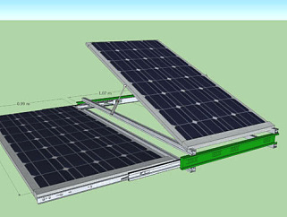 光伏太阳能电池板和屋顶倾斜架SU模型下载_sketchup草图大师SKP模型