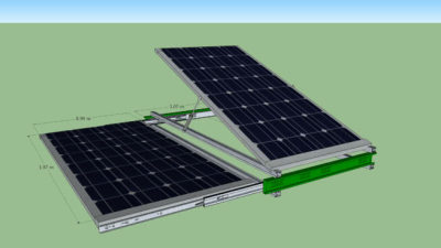 光伏太阳能电池板和屋顶倾斜架SU模型下载_sketchup草图大师SKP模型