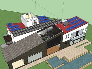 屋顶上的太阳能板和热水器SU模型下载_sketchup草图大师SKP模型