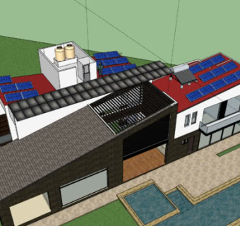 屋顶上的太阳能板和热水器SU模型下载_sketchup草图大师SKP模型