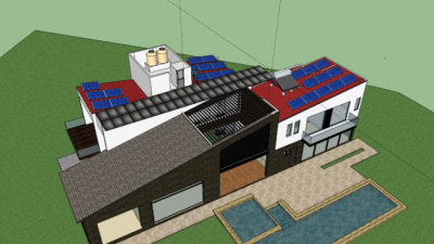 屋顶上的太阳能板和热水器SU模型下载_sketchup草图大师SKP模型