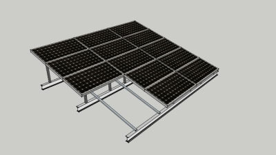 工字梁光伏板SU模型下载_sketchup草图大师SKP模型