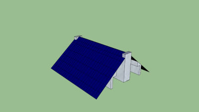 屋顶板的太阳能板SU模型下载_sketchup草图大师SKP模型