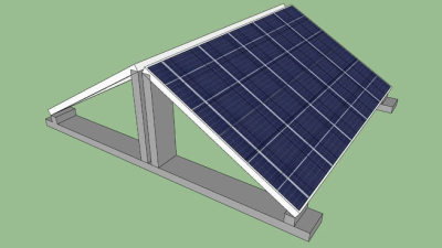 现代屋顶太阳能板SU模型下载_sketchup草图大师SKP模型