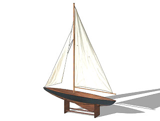 木帆船雕刻摆件SU模型下载_sketchup草图大师SKP模型
