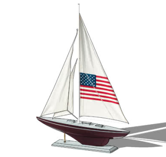 美国帆船雕塑摆件SU模型下载_sketchup草图大师SKP模型