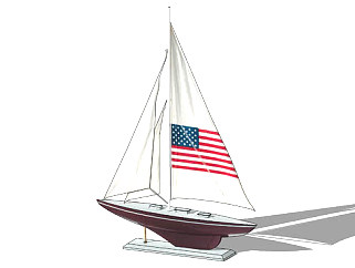 美国帆船<em>雕塑</em>摆件SU模型下载_sketchup草图大师SKP模型