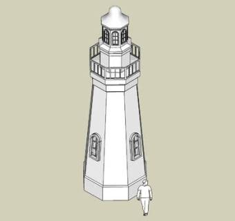 灯塔雕塑白模SU模型下载_sketchup草图大师SKP模型