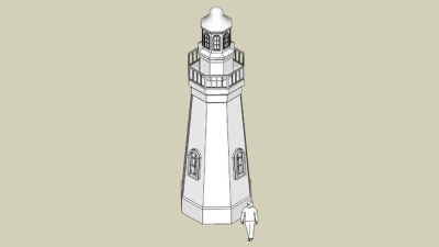 灯塔雕塑白模SU模型下载_sketchup草图大师SKP模型