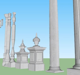 欧式复古石柱种类SU模型下载_sketchup草图大师SKP模型