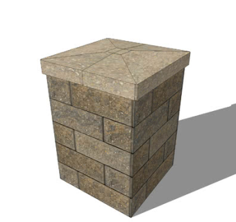 矮型石砖柱SU模型下载_sketchup草图大师SKP模型