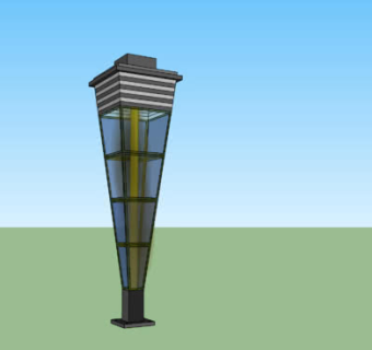 现代型倒锥形灯柱SU模型下载_sketchup草图大师SKP模型