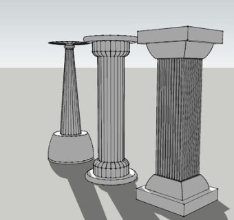 现代凹槽式石柱SU模型下载_sketchup草图大师SKP模型