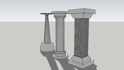 现代凹槽式石柱SU模型下载_sketchup草图大师SKP模型