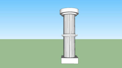 现代石柱白模SU模型下载_sketchup草图大师SKP模型