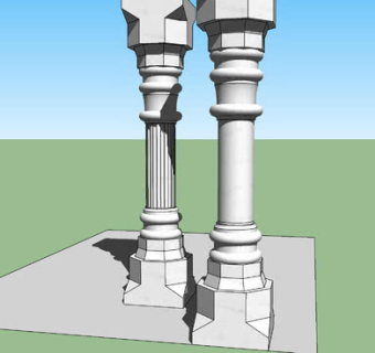石柱建筑SU模型下载_sketchup草图大师SKP模型