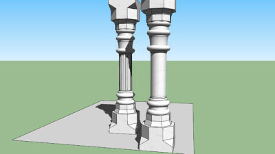 石柱建筑SU模型下载_sketchup草图大师SKP模型