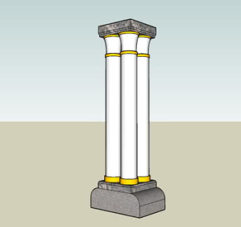 4根观赏石柱SU模型下载_sketchup草图大师SKP模型