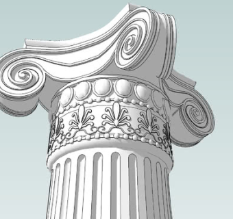 爱奥尼克凹槽石柱SU模型下载_sketchup草图大师SKP模型