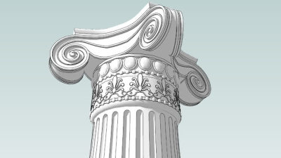 爱奥尼克凹槽石柱SU模型下载_sketchup草图大师SKP模型